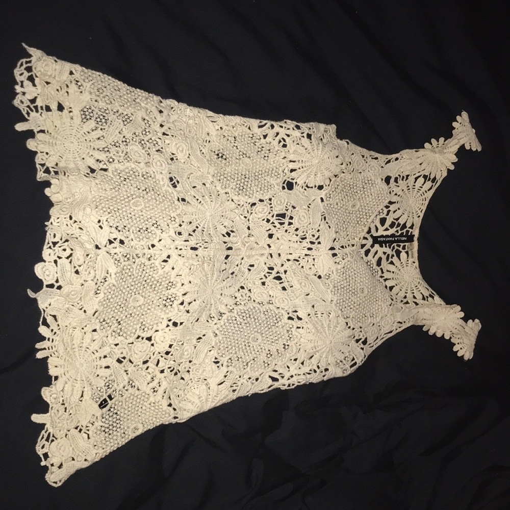 Nella Fantasia ivory lace tank